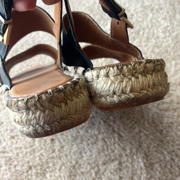 Alohas double black leather straps espadrilles sandals. - Picture 12 of 13